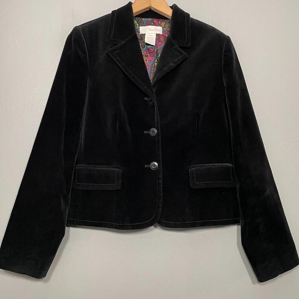 Marshall Fields Blazer Size 10 Black Velvet Jacket Dark Regencycore Gothic Poet